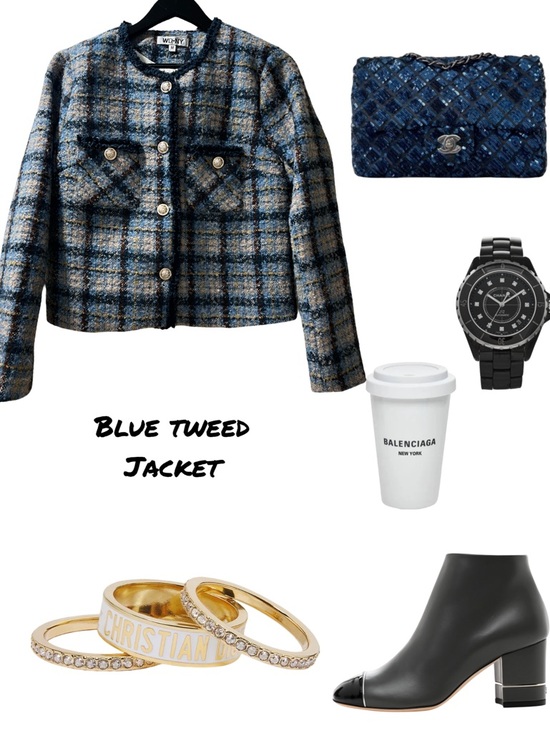 Jackets & Blazers - Blue Tweed Jacket